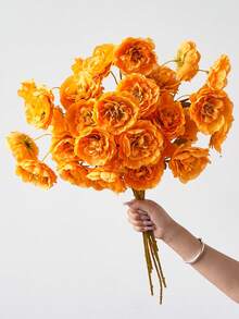 1/3/6 buc flori artificiale de lotus și bujor din mătase cu tulpini lungi, potrivite pentru nuntă, decor de sărbătoare, aranjament floral DIY, decorare pentru sufragerie, dormitor și living. - Portocale - Vizualizare 3