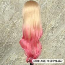 13X4 Free Part Black Green Highlights Body Wave Lace Front Wigs Pre Plucked Soft Long Wavy Hair Wigs Heat Resistant Wave Wigs Glueless Christmas Wig Long Wavy Synthetic Lace Front Wigs For Women Perfect For Daily Wear & Parties - 挑染粉色 - 查看 7