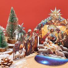 1pc Classic Nativity Of Jesus Scene 3D Greeting Card, Home And Party Atmosphere Decorative Items,Birthday Card, Wedding Gift Card, Surprise Gift For Friends, Gift For Mother, Gift For Parents, Suitable For All Kinds Of Festival, Celebration & Parties