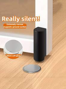 强力磁性门挡，门底磁性门挡，双面胶带，装饰性哑光黑色门挡，降噪硅胶制成，易于安装，无需钻孔，窄磁性门挡 - 静音防撞，防风，高度可调 - 彩色 - 查看 1