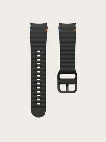 1pc Black Silicone Contrast Stitching Wavy Design Smart Watch Band Compatible With Samsung Galaxy Watch 4/5/6/7 40mm/42mm/43mm/44mm/45mm/46mm/47mm/5 Pro