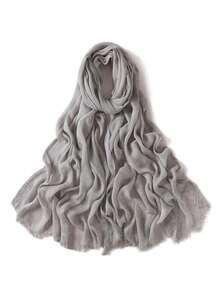 1 Khăn choàng tua rua xếp ly Modal trơn màu dành cho nữ, Khăn trùm đầu thường ngày, Khăn choàng giữ ấm chống nắng Hijab dùng khi mặc váy - nhiều màu - Xem 24