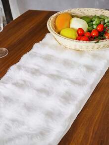 1 Peça Toalha de Mesa com Padrão de Floco de Neve de Natal, Bandeira de Decoração de Mesa de Jantar, Tapete de Mesa de Pelúcia Curta Estilo Fazenda com Flocos de Neve Dourados, Adequado para Decoração de Sala de Jantar, Sala de Estar, Quarto, Chá de Panela, Decoração de Ambiente de Feriado