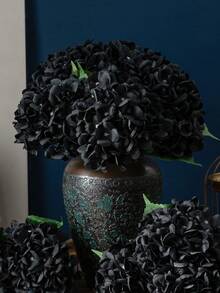 MEHELANY 1 cành hoa cẩm tú cầu bằng lụa giả cao cấp, dài 45 cm, dùng để tự làm bó hoa cưới, trang trí tiệc, nhà cửa, nhà bếp, sân vườn, khách sạn, văn phòng, các ngày lễ mùa xuân, vòng hoa cưới. - màu đen - Xem 7