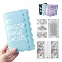 100 Days To Save Loose-Leaf Notebook And Unlimited Writing Pencils, Challenge Coin Envelope Budgeting Booklet, Challenge Yourself To Save $5, 050in 100 Days, Develop A Good Habit, Cash Saving Challenge Journal - 100-day Lacing Style Pink - View 8