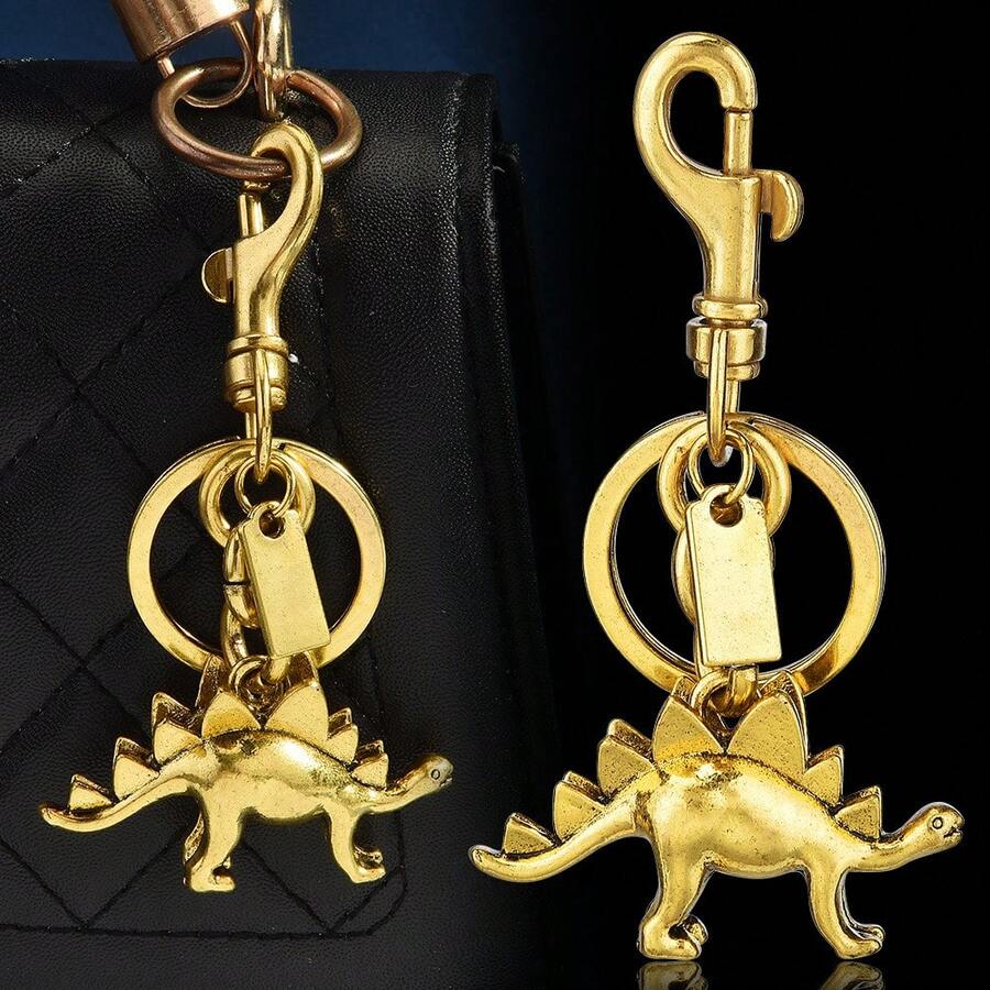 Vintage Creative Dinosaur Skeleton Keychain Colorful Pendant Fashion Bag Charm Ideal For Key Ring And Handbag Decoration IE5T - Silver - View 1
