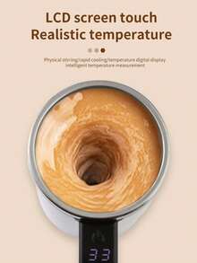 1 个自动搅拌杯，便携式 304 不锈钢电动咖啡杯，带温度显示，USB 充电，200mAh 电池，ABS 材质，易于携带和清洁，适合家庭和办公室使用，理想的节日礼物 - 彩色 - 查看 5