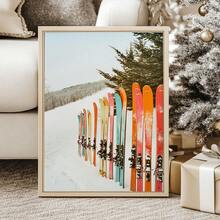 1 pezzo, Quadro da parete in tela, Decorazione da parete incorniciata, Sci moderno e colorato, Decorazione da parete per pista da sci, cartellone da sci invernale, Decorazione per la casa vintage con snowboard, Decorazioni natalizie, Decorazione natalizia con scena invernale e neve, Decorazione per camera, Decorazione per dormitorio, Decorazione per bagno, Decorazione per camera da letto, Decorazione per ufficio, Decorazione per soggiorno, Regalo per appassionati di sci - Multicolore - Visualizzare 3