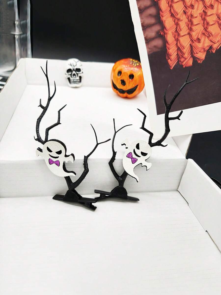 2pcs/Set Women's Elf Funny Hair Clips, Halloween Devil Party Costume Accessories - Black - View 1