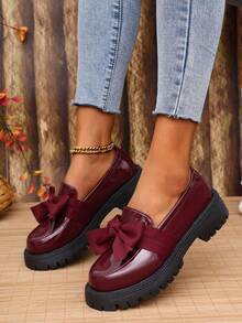 Mocasines con lazo de moda para mujer talla grande, zapatos casuales versátiles con suela gruesa y fácil de poner, nuevos modelos para todas las estaciones