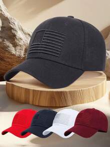 1 件男士可调节棒球帽，带美国国旗刺绣，适合春秋季休闲户外帽子 - 彩色 - 查看 1