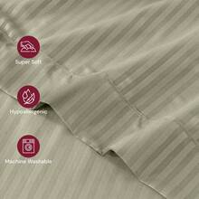 Lux Decor 4 Pc Stripe Bed Sheets High GSM Brushed Microfiber Sheets - Elevate Your Sleep Experience With Deep Pocket Bedding Sheets & Pillowcases-Graduation Gifts, Home Decor, Back-To-School Gift, Valentine's Day Bedroom, Spring Bedding Refresh, Guest Room Essentials, Dorm Room Bedding, Premium Bed Linens, Easy Care Sheets, Hypoallergenic Fabric, Year-Round Comfort, Master Bedroom Update, Matching Bedding Set, Hotel Quality Linens, Everyday Use, Classic Look, Home Basic - 綠色 - 查看 10