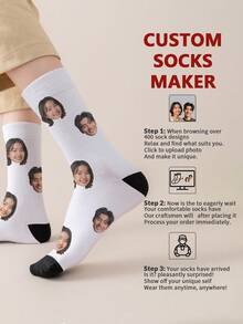 人脸袜 1 双装 定制女士趣味中筒袜，可印制个性化照片，任何脸型均可印制在袜子上，趣味独特的情侣袜，适合情人节、生日或其他任何场合。可爱、简约、趣味、舒适，可定制、个性化、独特，男女皆宜，是送给男友、朋友、卧室装饰或睡衣套装的理想礼物。 - 彩色 - 查看 7