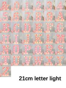 1 件 16 厘米/21 厘米 LED 字母灯，粉色闪烁字母灯，电池供电，房间装饰夜灯，桌面中心装饰，用于卧室、家庭、生日派对装饰、夜间婚礼、生日、圣诞灯、女孩礼物、儿童房装饰、婴儿房装饰、迎婴派对、情人节装饰 - 暖白光 - 查看 11