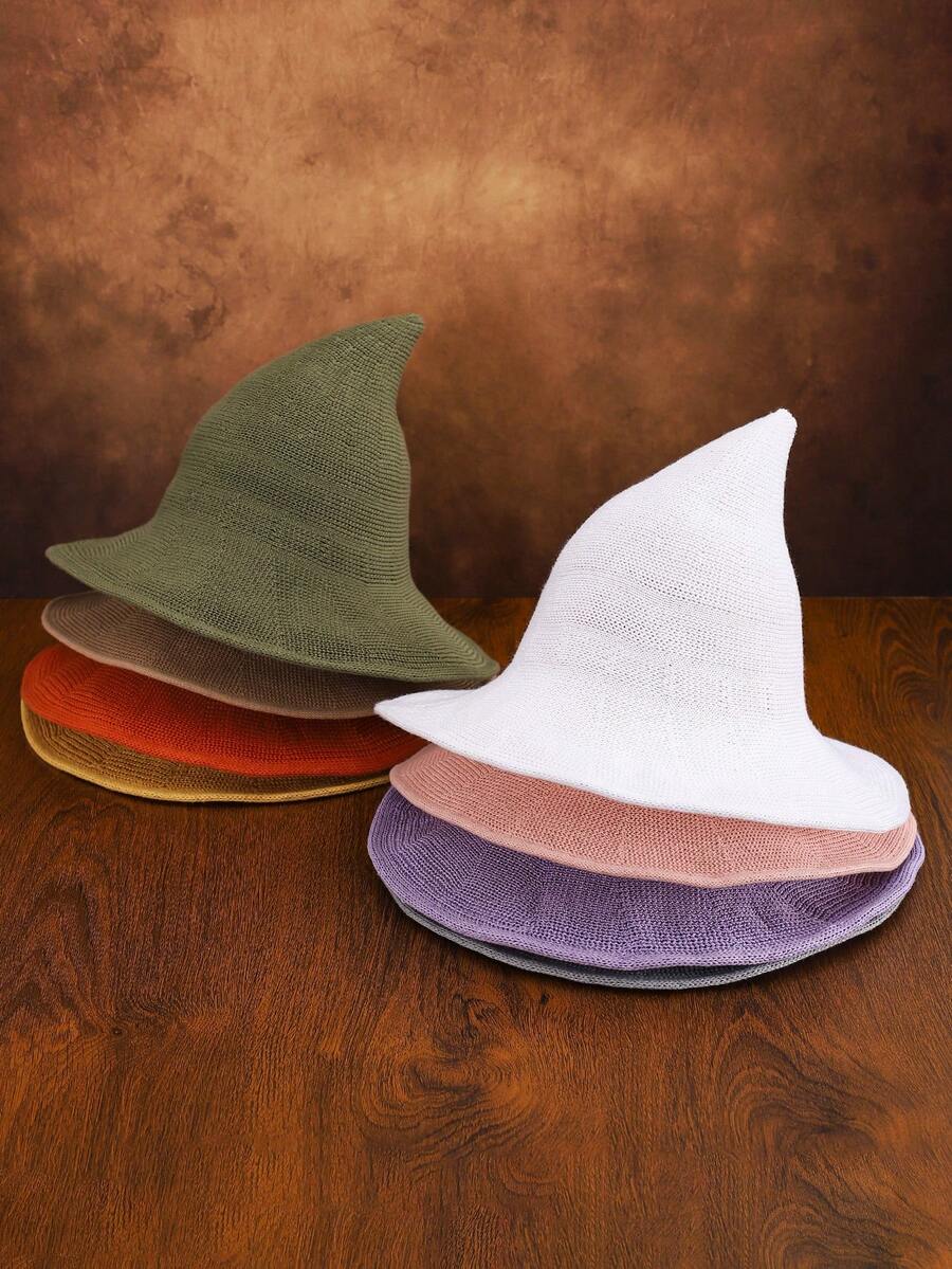 Y2K Gothic Style Wool Knitted Witch Hat For Halloween, Suitable For Parties, Festivals And Gifts For Friends, Unisex - A - View 1