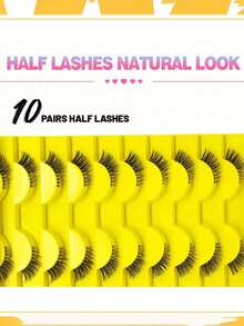 10 cặp mi giả dạng dải trong suốt, dài vừa phải, kiểu mắt mèo 3D, mi giả ngắn mềm mại như lông chồn, thích hợp cho khóe mắt ngoài, tạo vẻ trang điểm tự nhiên. - Mi tự nhiên - Xem 4