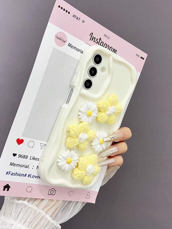 غطاء هاتف واقي من الصدمات مصنوع من مادة TPU بتصميم زهرة قطرة مائية ثلاثية الأبعاد، متوافق مع هواتف سلسلة آبل 16/16برو/16برو ماكس/15/14/13/12/11/إكس إس ماكس، مقاوم للماء ومقاوم للخدش ومقاوم للسقوط