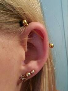 1pc Funky Stainless Steel Spiked 14G Industrial Barbell For Women Men For Daily Decoration, 32/35/38mm Industrial Piercing Jewelry Cartilage Earring Helix Conch Tragus Iindustrial Bar