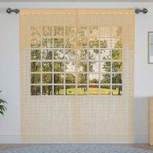 39*79英寸花边蕾丝门帘，适用于门道、房间隔断、门道嬉皮窗板、房间隔断、墙壁衣柜窗帘，适用于卧室壁橱门窗帘装饰 - 香檳色 - 查看 4