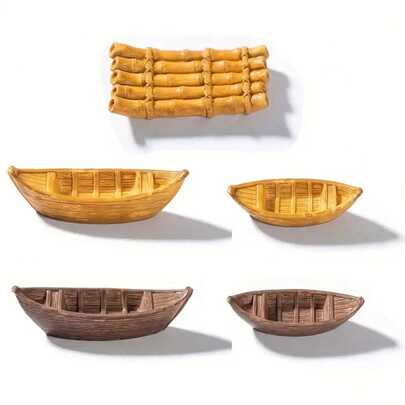 5pcs Realistic Floating Mini Boat Decor For Fish Tank Aquarium Decoration