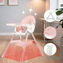 OYAJIA Baby High Chair 3 In 1 Highchair Adjustable Height 3 Positions Rocking Seat Convertible High-Chair Portable RockingChair Foldable Baby Dining Chair With Removable Tray Pink - 粉色 - 查看 5