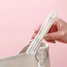 Portable 24CM 316 Stainless Steel Chopsticks With Cutlery Box, Cute Cartoon Pattern Chinese Chopsticks , High Temperature Resistant And Reusable Sushi Stick, Mildew Resistant Tableware, Dishwasher , Suitable For Student And Adult Use In Home, School, Office, Outdoor Camping, Picnic, Travel - Multicolor - View 5