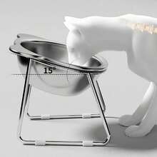 1pc Bowl / 1pc Bowl+1pc Stand, Ergonomic Raised Feeding Dish For Cats & Small Dogs - Durable Metal Food & Water Basin For Hardwood Floors - 15° Angle Design For Joint Health & Comfort - Detachable, Easy To Clean, Stylish Look - Perfect For Cat Food & Water