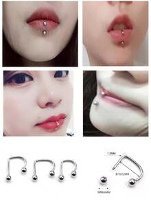 1 Stück Titan-Stahl D-förmiger Lippenpiercing-Ring, Nasenring, Punk minimalistischer Gothic personalisierter Ohrringe, Hufeisenform Lippenklemme, Unisex Titan-Stahl gebogener Lippenpiercing-Ring, Nasenseptumring, Ohrknorpel-Stecker, Körperpiercing Lippenpiercing-Ring, Nasenring, Ohrring Accessoires