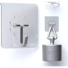 10PCS   Heavy Duty Self-Adhesive Hooks - Up To 50 Lbs (Approximately 22kg ), Transparent, Waterproof, Adhesive Wall Hooks, Suitable For Keys, Bathroom, Shower, Outdoor, Kitchen, Door, Home Renovation, Utility Tools - Random - View 1