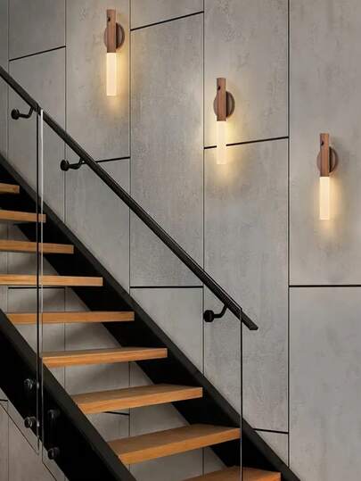 1/ Motion Sensor Night Light, Magnetic Wand Lamp, USB Rechargeable LED Stick On Wireless Stairway, Indoor Wooden Wardrobe, Hallway Stairs view 3