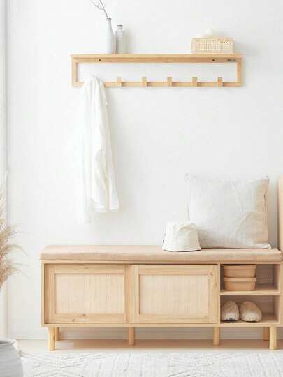 SoBuy FSR163-N, Hallway Storage Bench Shoe Bench Shoe Rack Shoe Cabinet With 2 Sliding Doors And Seat Cushion, W121 X D35 X H49cm