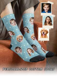 1 Pair Of Men's Mid Length Socks,Custom Dog Face Socks, Personalized Pet Face Socks With Photo Customized Funny Crew Sock Gifts For Men, Custom Valentine's Day Birthday Gifts Gag Gifts For Pet Lover,Customized Men Socks,Street Casual Chic, Fall,Dawg,Colorful,Cute,Adorable,Contracted,Funny,Custom,Unique,Customized,Personalized,Ideal Gifts For Him,Ideal Gifts For Her,Boyfriend,Girlfriend,Family,Friends,Her