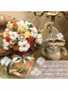 30 件人造棉花仿古棉茎农舍装饰假秋季花瓶填充物白色干燥植物装饰适用于家庭婚礼派对厨房 DIY 插花、圣诞节、新年、万圣节装饰 - 彩色 - 查看 4