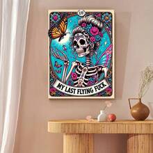 Skull Woman Diamond Art Kit For Adult Beginners, 5D DIY Full Round/Square Rhinestone Gem Art Crafts Painting For Home Wall Decoration 30x40cm/11.81x15.75inch - Square Drill - 查看 4