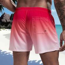 Mens Swim Trunks With Mesh Lining Side Pockets Solid Beach Shorts Quick Dry Lightweight Drawstring Board Shorts Summer Swimwear - White - View 4