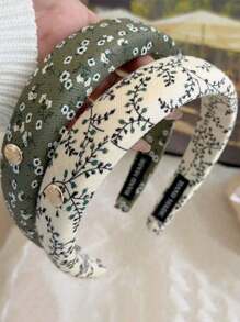 2pcs/1pc Women Green Leaf Floral Metal Elegant Fashion Headband, Versatile For Daily Use, Home, School, Beach, Work, Party, Holiday, Birthday, Back To School, New Year, Valentine's Day, Mother's Day Gift, Hair Accessories, Hair Band, Hair Hoop, Hairband For Women, Home Beauty Women Accessory Gifts