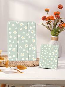 简约花卉图案平板电脑保护套，兼容 iPad 9.7/10.2/10.5/10.9/12.9/Pro 11（第十代）、Galaxy Tab S6 Lite 10.4 英寸、Kindle Paperwhite 第十二代（2024 年款）、Kindle 第十一代（2022 年款），柔软防震，带智能支架/自动唤醒/睡眠功能 - 彩色 - 查看 3