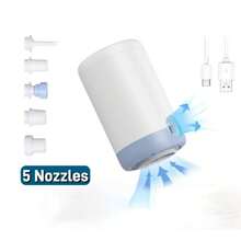 RAF 二合一无线充电电动气泵，1500mAh电池，5个充气/放气喷嘴，便携式电动气泵，无线充气床垫气泵，游泳圈真空泵，真空袋，快速充气/放气，适用于充气床垫、充气筏、浮标等，ABS塑料材质，小巧便携