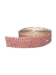 DIY Rhinestone Stickers, Shiny Car Decor Strips/Photo Frame Stickers/Creative Rhinestone Stickers - Dusty Pink - View 4