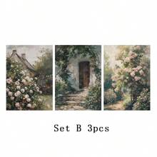 Juego de 3 impresiones de pintura al óleo con diseño de vintage de rosas de jardín y hortensias, arte de pared rústico floral, póster de lienzo botánico, decoración de pared primaveral neutra, regalo ideal para sala de estar, dormitorio, oficina, dormitorio, cafetería, bar, pasillo, decoración del hogar y de la habitación, sin marco