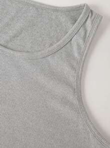 男士紧身针织健身服高弹力美式纯色无袖无底背心运动T恤