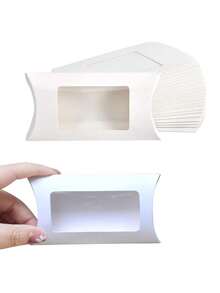 12pcs Kraft Paper Mini Pillow Boxes With Clear Window, Gift Packaging Boxes For Baking, Candy, Chocolate, Jewelry Display, Wedding, Party, Birthday, Bridal Shower, Bachelor/Bachelorette Party, Graduation, Halloween, Christmas