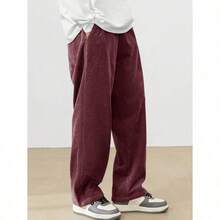 Men's Solid Color Casual Everyday Trousers Men's Streetwear Pants, Boy Friend Gifts, Back To School - Màu Đỏ Sâu - Xem 3