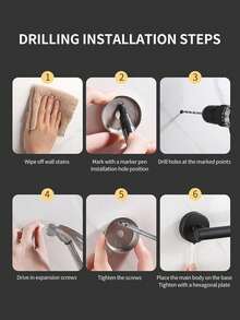 Juego de colgadores de almacenamiento para baño - Kit de colgadores para baño - Toallero de acero inoxidable negro - Gancho multifuncional - Estante para papel higiénico - Vaso de lavado de vidrio - 1 pieza