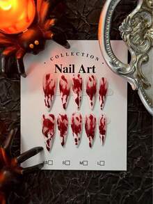1 pachet/10 buc. Unghii stiletto cu picături de sânge, sexy și îndrăznețe, pentru fete rele - Gothic Dark Dramatic