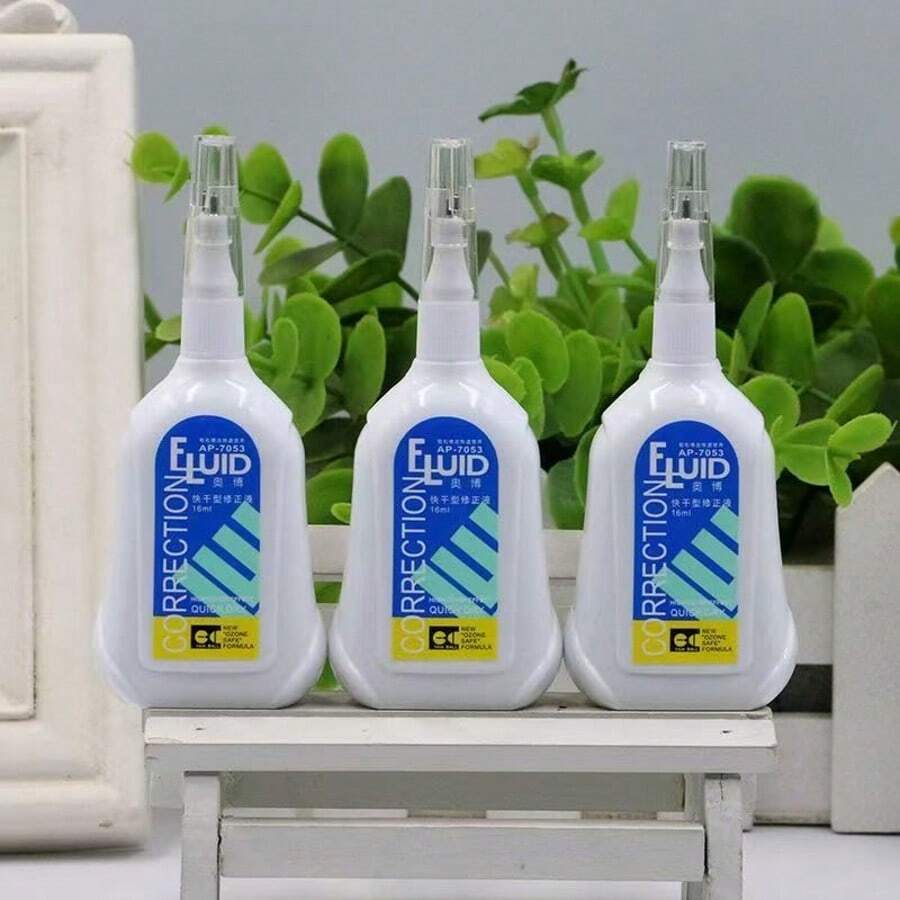 Correction Fluid (3 Pieces Per Set), With Super Strong Coverage, Quick-Drying Formula That Does Not Smudge, Smooth Application Without Breaking The Line, Easily Corrects Writing Errors, And Keeps The Paper Surface As Clean And New As Ever