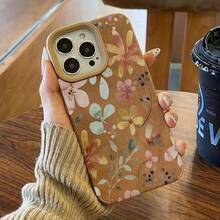 Diseño de flores pintadas Lente alta Teléfono X 14 Pro 16 15 Plus 11 12 13 XS Cuero sintético suave todo incluido - Colores mixtos 1 - Ver 3