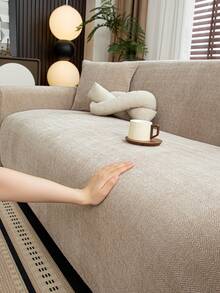 1 件雪尼尔人字纹沙发套，时尚奢华沙发保护套，装饰防滑防尘防刮沙发套，适合所有季节、卧室、客厅、书房、办公室 - 米色 - 查看 10