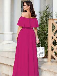 Women Maxi Dresses - 玫紅色 - 查看 2