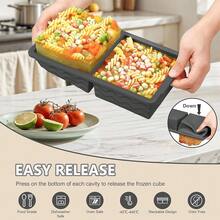 Silicone Freezer Tray For Soup With Lid - 2 Cup Soup Freezer Container Molds - Extra Large Ice Cube Tray - Silicone Freezer Food Molds For Freezing & Storing Soup, Sauce, Broth, Leftovers (2 Pack)-814352 - Xám đậm - Xem 4